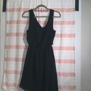 Black silky dress with open back